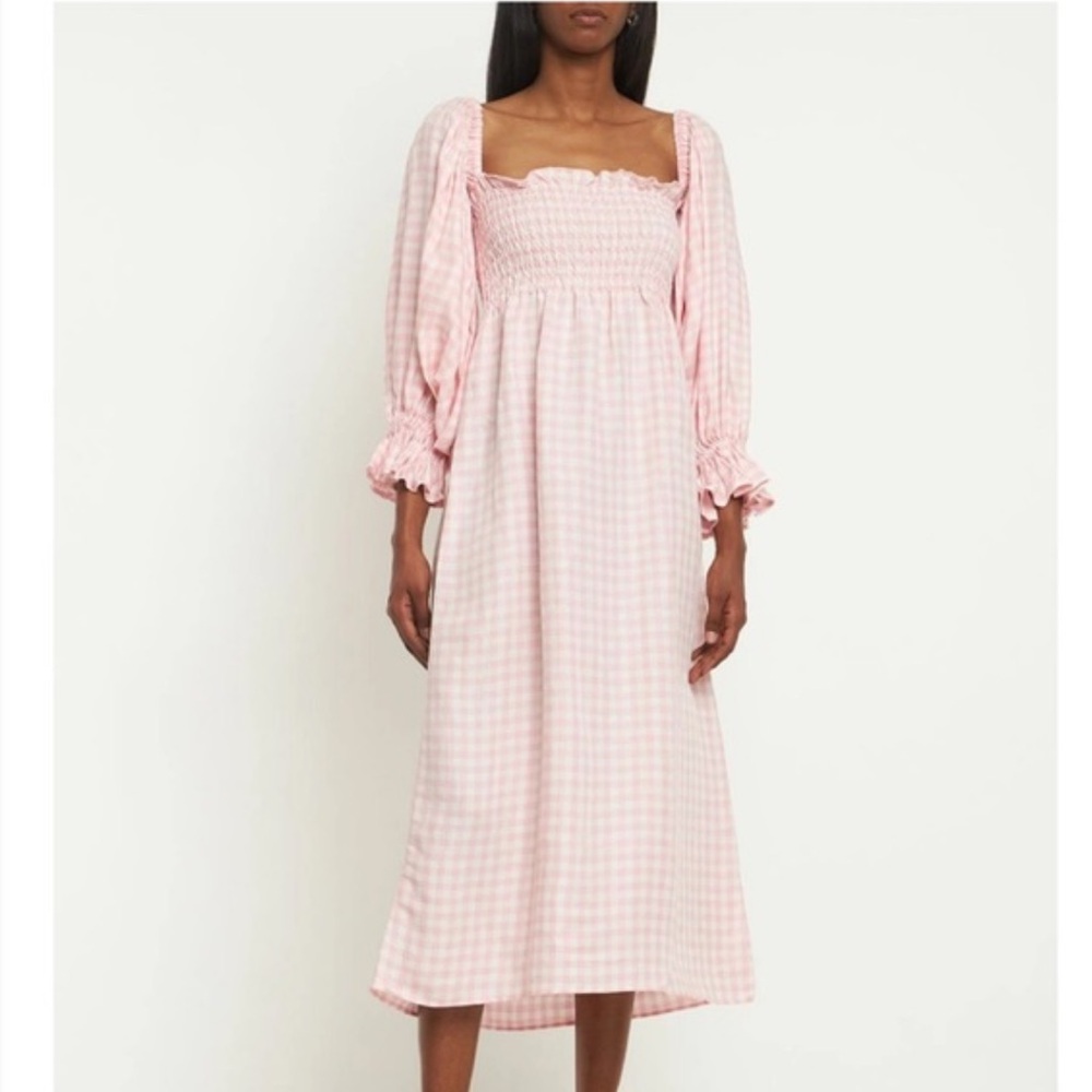 Sleeper Pink Gingham Long Sleeve Dress